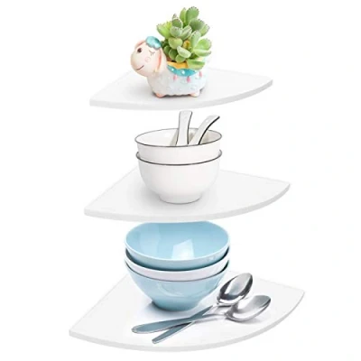 Abbildung von Eckregal (Set mit 3 Stück), Wandregal, schwimmend, Eckregal, verwendet im Badezimmer, Schlafzimmer, Wohnzimmer, Büro in der Küche
