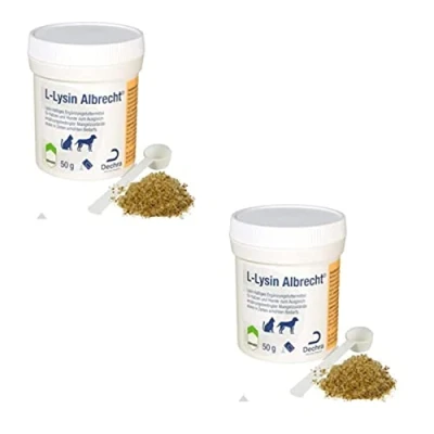 Abbildung von Dechra L Lysin Albrecht für Hunde &amp; Katzen zur Unterstützung der Augenfunktion Doppelpack 2 x 50g
