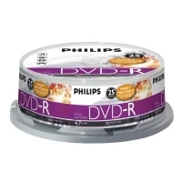 Abbildung von DVD R 4,7 GB PHILIPS 16x bedruckbar Cakebox 25 Stück