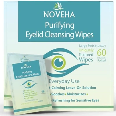 Abbildung von Augenlid und Wimperntücher Bei juckenden, trockenen Augen, Gerstenkorn Blepharitis, sanfte natürliche Reinigungstücher mit hypochloriger Säure, hypoallergen für empfindliche Augen