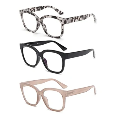 Abbildung von JM 3er Pack übergroße Quadratische Lesebrille, Brille Blaulichtfilter Damen Computerleser