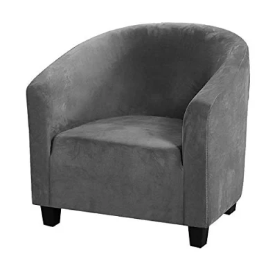 Abbildung von C/N Sesselbezug, dehnbar, aus Samt, Cabriolet Sessel, 1 Sitzer, Bezug für Tullsta Chesterfield, elastisch, Grau