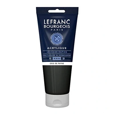 Abbildung von Lefranc Bourgeois 300405 Fine Acrylfarbe Paynesgrau, 200ml Tube, cremige auf Wasserbasis, schnell trocknend, lichtecht, wasserfest