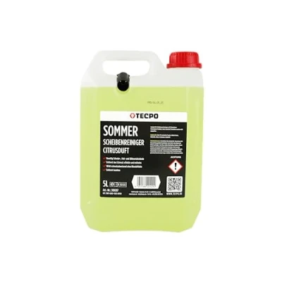 Abbildung von TECPO Scheibenreiniger, 5 Liter Sommer Scheibenwischwasser Scheibenklar gebrauchsfertig regenabweisend streifenfrei Ideal für Auto, Fahrzeugscheiben, Scheinwerfer, Spiegel, Fenster