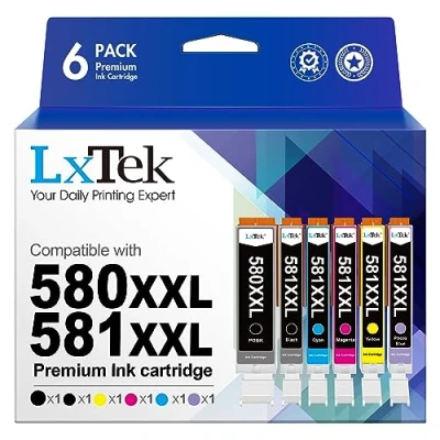 Abbildung von LxTek 580 581 Multipack Kompatibel für Canon 581XXL TR8550 Druckerpatronen Pixma TS6150 TS6350 TR7550 TS705 TS705a TS8150 TR8500 TS9550 (6er Pack)