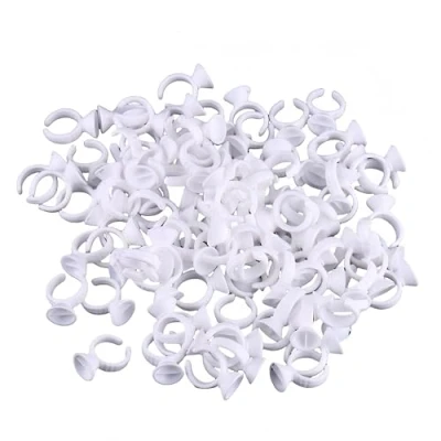 Abbildung von 100 Pack Tattoo Tinte Ringe Einweg Microblading Pigment Halter Tasse Semi Permanent Make Up Wimpern Augenbraue Tätowierung Ink Klein(S Mit Divider)