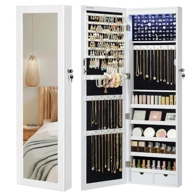 Abbildung von SONGMICS Schmuckschrank Spiegelschrank mit LED Beleuchtung and Spiegel