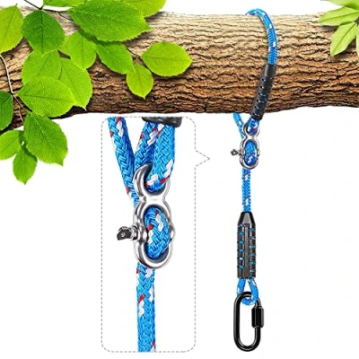 Abbildung von BeneLabel Schaukel Befestigung Baum, 100cm Hängematte Aufhängung Seil Einstellbar Hängesessel Gurt mit Karabiner Baumschaukel Nestschaukel Balkenbefestigung, 454kg/10mm Durchmesser, Blau