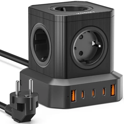 Abbildung von VOOMY Mehrfachsteckdose und USB Ladegerät, 100 Watt, für iPhone, iPad, Samsung Galaxy S7/S6/S7 Edge/S6 Edge+