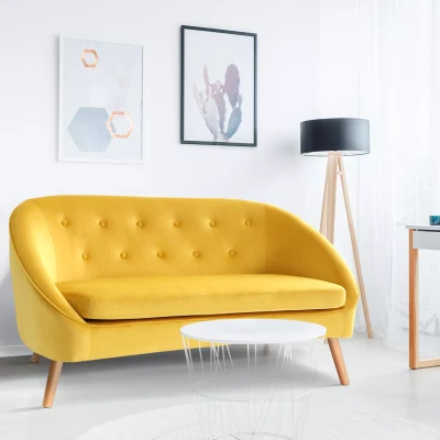 Abbildung von IDMarket Sofa Bank aus Velours, Sonia, Gelb