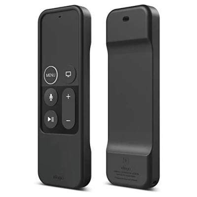 Abbildung von elago R1 Intelli Case Cover Silikonhülle Kompatibel mit Apple TV 4K 4. und 5. Generation Siri Remote Fernbedienung [Magnettechnologie] [Handgelenkschlaufe Inbegriffen] Schwarz