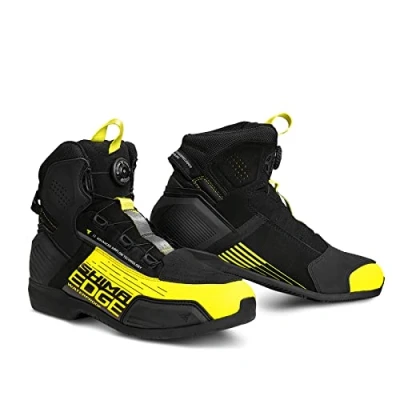 Abbildung von SHIMA EDGE WP, Wasserdichte Motorradschuhe für Männer Verstärkte Straßenreitschuhe mit ATOP Verschlusssystem, Knöchelstütze, Rutschfeste Sohle, Schaltgriff (Fluo, 42)