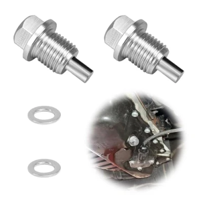 Abbildung von 2 Stück Magnetische Ölablassschraube, Aluminiumlegierung Ölwannenwanne Aus Rücklaufablassschraube Adapter Mit Dichtungen,Magnetisch Auto Ölschraube（M14 x 1.5）