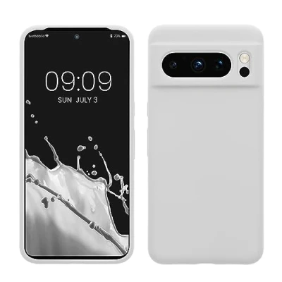 Abbildung von kwmobile Hülle kompatibel mit Google Pixel 8 Pro Silikon Handy Case Handyhülle weiche Oberfläche kabelloses Laden Weiß