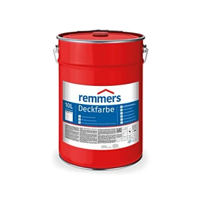 Abbildung von Remmers Deckfarbe weiß (RAL 9016), 10 Liter, für innen und außen, Wetterschutzfarbe viele Untergründe, hochdeckend, wetterfest
