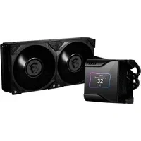 Abbildung von MSI MEG CORELIQUID S280 AIO CPU Wasserkühlung, 2.4 Zoll IPS Display, 7th Gen Asetek Pumpe, VRM Lüfter, 2x Silent Gale P14 verdampfungssichere Schläuche, Center, AMD &amp; Intel Kompatibel