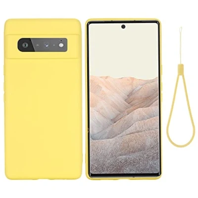 Abbildung von CoverKingz Case kompatibel mit Google Pixel 6 Pro Silikon Handy Hülle Soft Weiche Smartphone Schutzhülle Matt Gelb