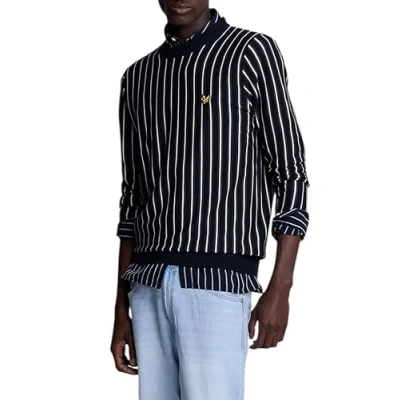 Abbildung von Lyle &amp; Scott Vertical Stripe CREW NECK Strickpullover, Herren, Größe: Small, Dark navy