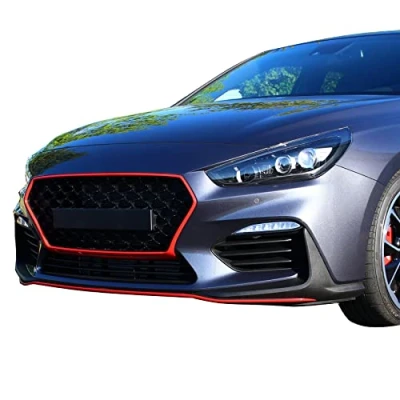 Abbildung von Finest Folia Folien Set Kühlergrill Fahrzeug Dekor Front Passgenau Selbstklebend Auto Kfz Zubehör Aufkleber D016 (3M 2080 G13 Hotrod Red)