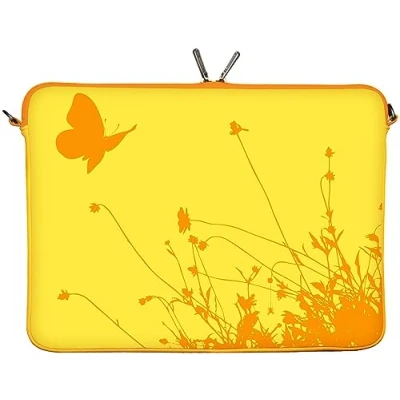 Abbildung von Digittrade LS114 17 Summer Designer Laptop Tasche Zoll Notebook Sleeve Hülle Schutzhülle aus Neopren bis 43,9 cm (17,3 Zoll) Schmetterling gelb orange