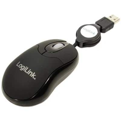 Abbildung von LogiLink Maus optisch USB Mini mit Kabeleinzug, ID0016, schwarz