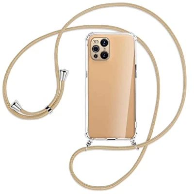 Abbildung von mtb more energy® Handykette kompatibel mit Oppo Find X3 Pro (6.7&#039;&#039;) Caramel Smartphone Hülle zum Umhängen Anti Shock Full TPU Case