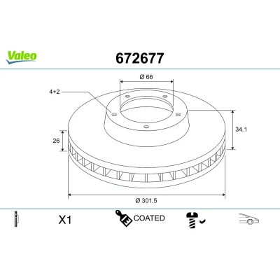 Abbildung von Bremsscheibe VALEO 672677