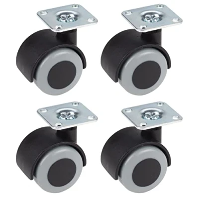 Abbildung von Dörner + Helmer Parkettrollen, 4er Set, Containerrollen, 40mm x 50mm, 90kg Tragkraft, 38mm Platte, Kunststoff