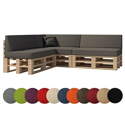 Abbildung von chilly pilley Palettenkissen Gartenkissen Palettenauflage Palettenpolster Indoor Outdoor Waschbar Abnehmbar Sitzkissen Rückenkissen (8er Set, Grau)