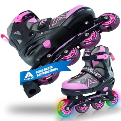 Abbildung von Apollo Champion, größenverstellbare Inliner für Jungs und Mädchen ab Größe 31, Damen Herren bis 42, hochwertige Inline Skates Kinder Erwachsene mit LED Rollen
