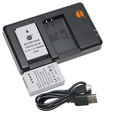 Abbildung von DSTE 2PCS EN EL24 ENEL24 (1050mAh/7.2V) Batterie Ladegerät Compatible für Nikon 1 J5 Kamera