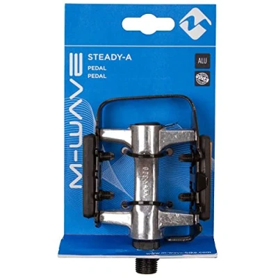 Abbildung von M Wave Unisex Adult Steady A Fahrradpedal, Aluminiumkörper, Stahlkäfig, Silber, 60 x 92 mm