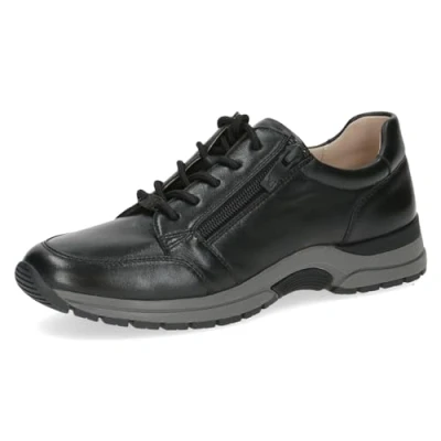 Abbildung von CAPRICE Damen Sneaker flach aus Leder mit Reißverschluss, Schwarz (Black Nappa), 38 EU