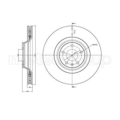 Abbildung von METELLI Bremsscheibe AUDI: A6 C6 Avant, Limousine, Allroad 347,0mm 30,0mm 5 68,0mm Belüftet lackiert 23 0868C 4F0615301F,4F0615301G