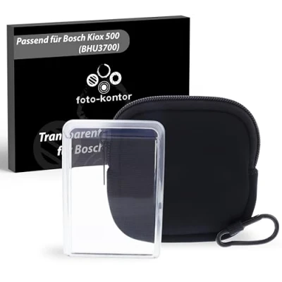 Abbildung von foto kontor Schutzhüllen Set für Bosch Kiox 500 (BHU3700) E Bike Bedieneinheit mit Schutztasche Kratzer Stoß Schutz Transparent Hülle Tragetasche inkl. Karabiner