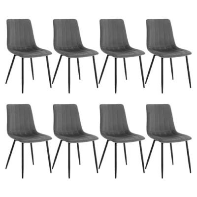 Abbildung von Klihome Esszimmerstühle 8er Set, Küchenstuhl, Esstisch Stuhl, Polsterstuhl, Wohnzimmerstuhl, Design mit Rückenlehne Metallbeinen, Sitzfläche aus Samt, Dunkelgrau, K0006EZS 8