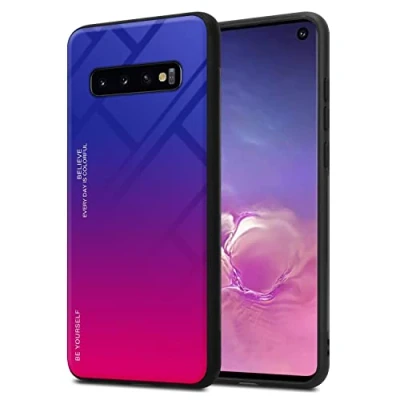 Abbildung von Cadorabo Hülle kompatibel mit Samsung Galaxy S10 4G Schutzhülle TPU Silikon Case Glas Slim Kratzfest Weiche Gummi Rundumschutz für in Schwarz