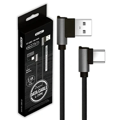 Abbildung von V TAC USB C auf A Kabel 90 Grad Winkel 1 Meter Typ für Smartphone, Computer, Tablet Schnellladung 2.A und Datenübertragung Kompatibel mit Apple Huawei Samsung