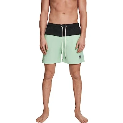 Abbildung von Urban Classics Herren Block Swim Shorts Badehose black/neomint S