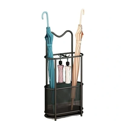 Abbildung von Schirmständer Für Heim Regenschirmhalter Zuhause, Regenschirm Aufbewahrungskorb, Metallgeflecht, Praktische Aufbewahrungslösung Schirmhalter Regenschirmständer ( Color : Nero , Size