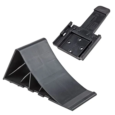 Abbildung von DEMA PVC Unterlegkeil Keil Bremskeil Stütze Hemmschuhe schwarz mit Halter für PKW Auto Kfz Anhänger