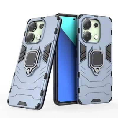 Abbildung von Hülle für Xiaomi Redmi Note 13 4G Drehbar Ringhalter Cover Magnet Bumper Handyhülle Case Stoßfest Doppelschichter Schutzhülle Outdoor Shock Absorption Mit Ring (Marineblau)