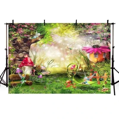 Abbildung von Mehofoto 2,4 x 1,8 m Magical Forest Fairy Tale Fantasy Fotografie Hintergrund dekorations Banner für Kinder Geburtstags feiern