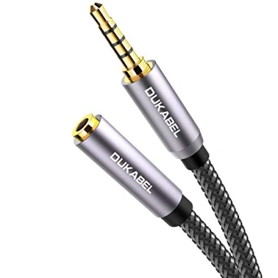 Abbildung von DuKabel Aux Verlängerung 4 Polig TRRS 3,5mm Stecker zu Buchse Stereo Audio Verlängerungskabel mit Vergoldeter Kontakte &amp; Stark geflochtene Nylonummantelung Top Series 5m