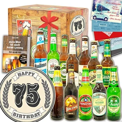 Abbildung von 75. Geburtstagsgeschenk ++ 12 Biere Welt und DE 75ter Geburtstag Geschenke