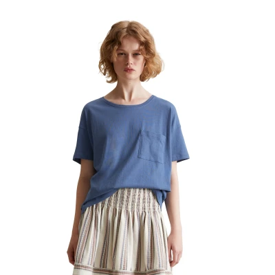 Abbildung von Marc O&#039;Polo Denim Relaxed Tshirt basic, Damen, Größe: Large, Cerulean blue