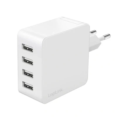 Abbildung von LogiLink PA0336W USB Lade /Steckdosenadapter, 4X A, 24 W, mit 5 Fach Geräteschutz