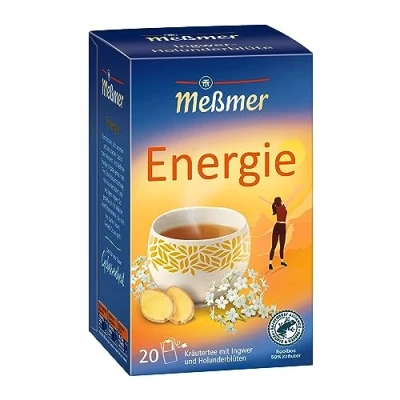 Abbildung von Meßmer ENERGIE, Ingwer Holunderblüte, 20 Teebeutel, Vegan, Glutenfrei, Laktosefrei