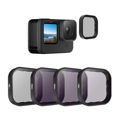 Abbildung von TELESIN 3 Pack GoPro Graufilter für Hero 12 11 10 9 Black, Kameralinse, Graufilter, Objektivschutz Set 12/11/10/9 Schwarz Zubehör (ND8 ND16 ND32)