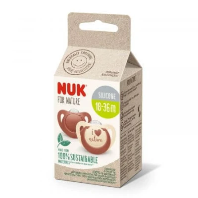 Abbildung von NUK for Nature Babyschnuller aus nachhaltigem Silikon kiefergerechte Form BPA frei 18 36 Monate terrakottarot 2 Stück